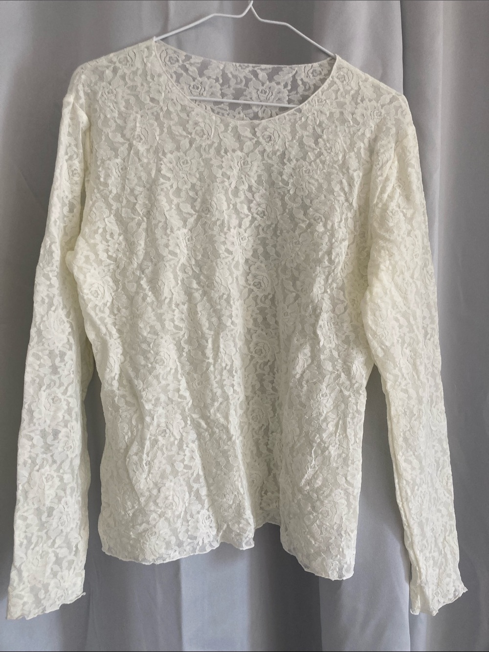 Hanky Panky Cream Lace Long-Sleeve Tee